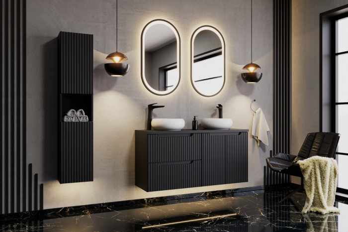 Dulap baie 57 x 50 x 39 cm Nova Black, 2 sertare, D2 82-50-2S Comad [5]