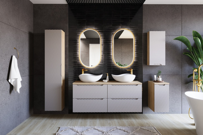 Dulap baie 57 x 80 x 46 cm Ocean Beige 2 sertare 82-80-2S Comad [3]