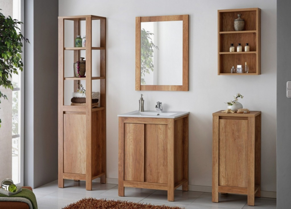 Dulap baie 90x40 cm, Classic Oak, stejar, design clasic/rustic, COMAD [2]