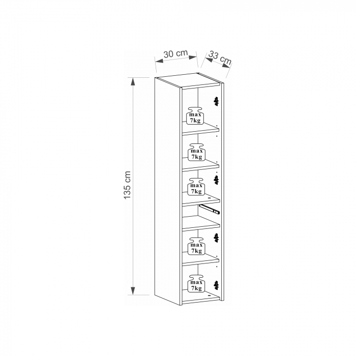 Dulap baie 135 x 30 x 33 cm, white, IBIZA 800 COMAD [5]