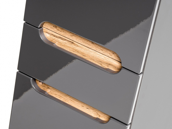 Dulap baie inalt 190x35 cm, Bali Grey, MDF gri lucios, stejar auriu COMAD [3]