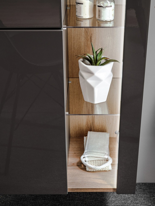 Dulap baie inalt suspendat 170x45 cm, MDF gri/stejar auriu, model Bahama Grey, design modern COMAD [3]