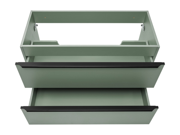 Dulap baie pentru lavoar Sombra Green, lățime 100 cm, PAL Melaminat Verde Stuf, Suspendat, 2 Sertare - COMAD, cod SOMBRA GREEN 82-100-46-2S [16]