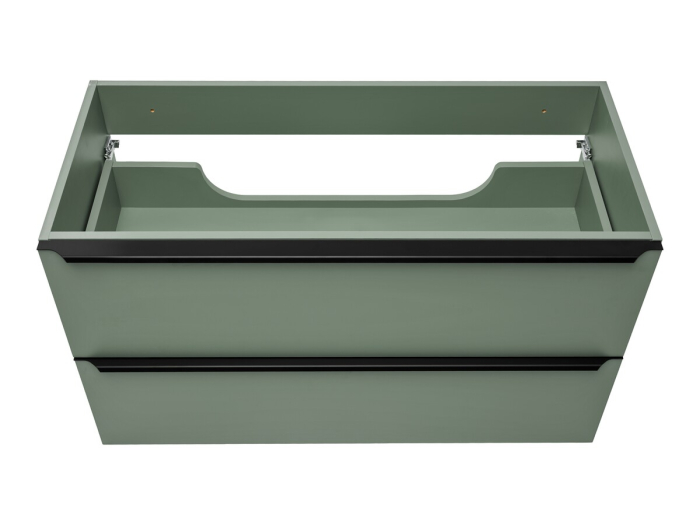 Dulap baie pentru lavoar Sombra Green, lățime 100 cm, PAL Melaminat Verde Stuf, Suspendat, 2 Sertare - COMAD, cod SOMBRA GREEN 82-100-46-2S [9]