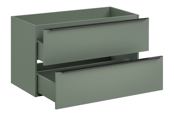 Dulap baie pentru lavoar Sombra Green, lățime 100 cm, PAL Melaminat Verde Stuf, Suspendat, 2 Sertare - COMAD, cod SOMBRA GREEN 82-100-46-2S [3]