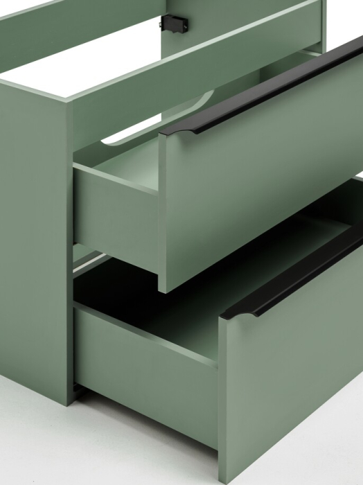 Dulap baie pentru lavoar Sombra Green, lățime 80 cm, PAL Melaminat Verde Stuf, Suspendat, 2 Sertare - COMAD, cod SOMBRA GREEN 82-80-46-2S [16]
