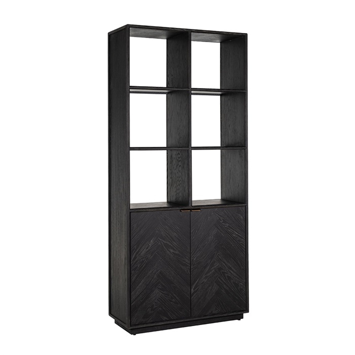 Dulap biblioteca premium negru Nevena 100x220 cm stejar, manere otel inoxidabil, 7377 - Richmond Interiors [9]
