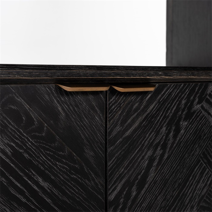 Dulap biblioteca premium negru Nevena 100x220 cm stejar, manere otel inoxidabil, 7377 - Richmond Interiors [5]