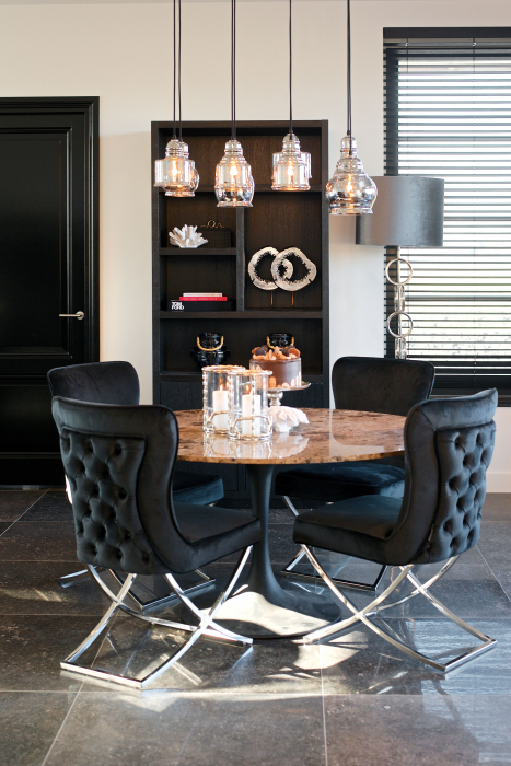 Dulap biblioteca premium negru Kelda 100x220 cm, furnir stejar, 6502 BLACK - Richmond Interiors [12]