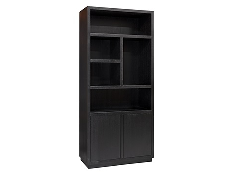 Dulap biblioteca premium negru Kelda 100x220 cm, furnir stejar, 6502 BLACK - Richmond Interiors [2]