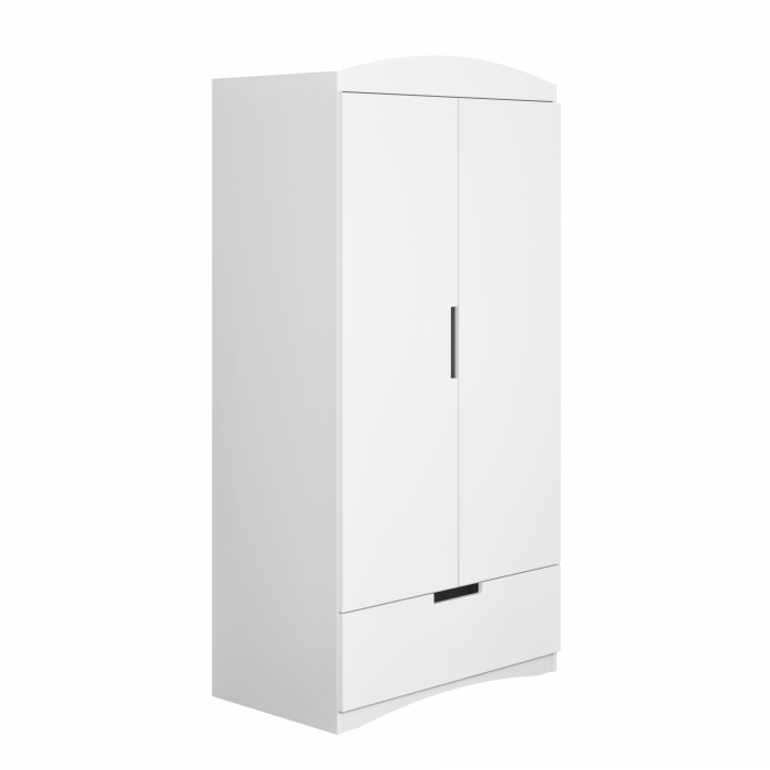 Dulap copii Classic MDF alb 183,5x90 cm cu sertar, bara de hainute si polite [4]