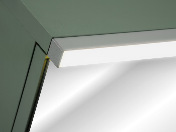 Dulap cu oglindă pentru baie Sombra Green, lățime 60 cm, PAL Melaminat și Oglindă, Iluminare LED, 2 Uși, Închidere Silențioasă - COMAD, cod GREEN UN 84-60-2D [11]