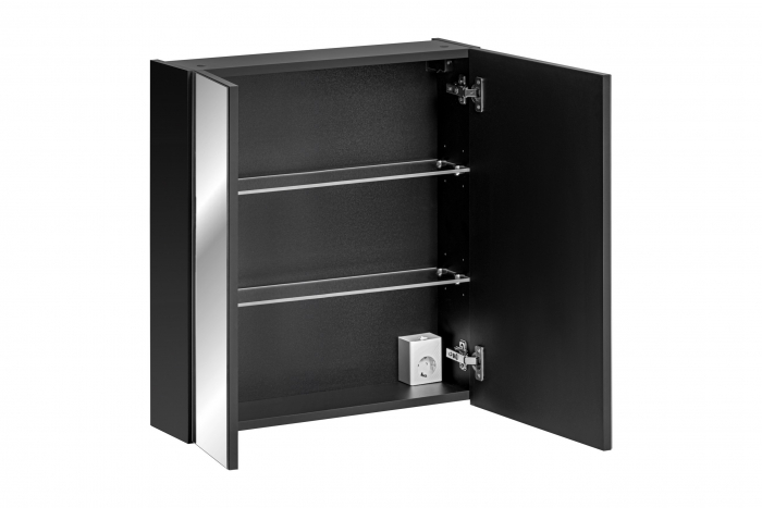 Dulap cu oglinda baie 65 x 60 x 17 cm SANTA FE BLACK Comad [3]