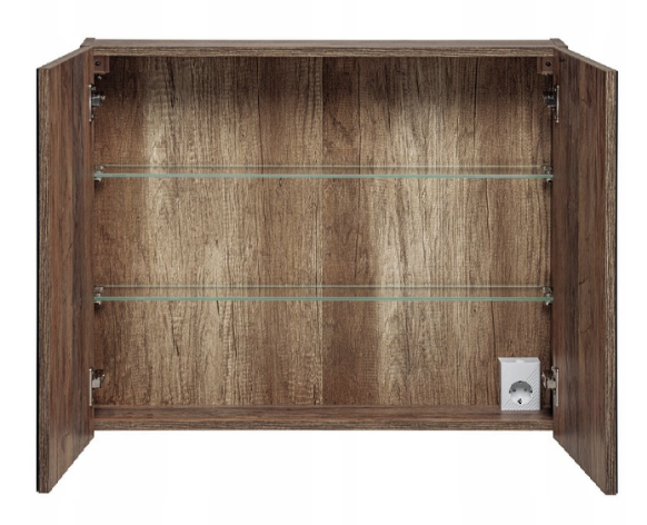 Dulap baie suspendat cu oglinda 60x65/80x65 cm Santa Fe Oak COMAD [2]