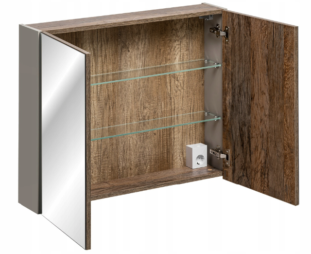 Dulap de baie suspendat cu oglinda 60x65/80x65 cm, taupe, Santa Fe - COMAD [2]