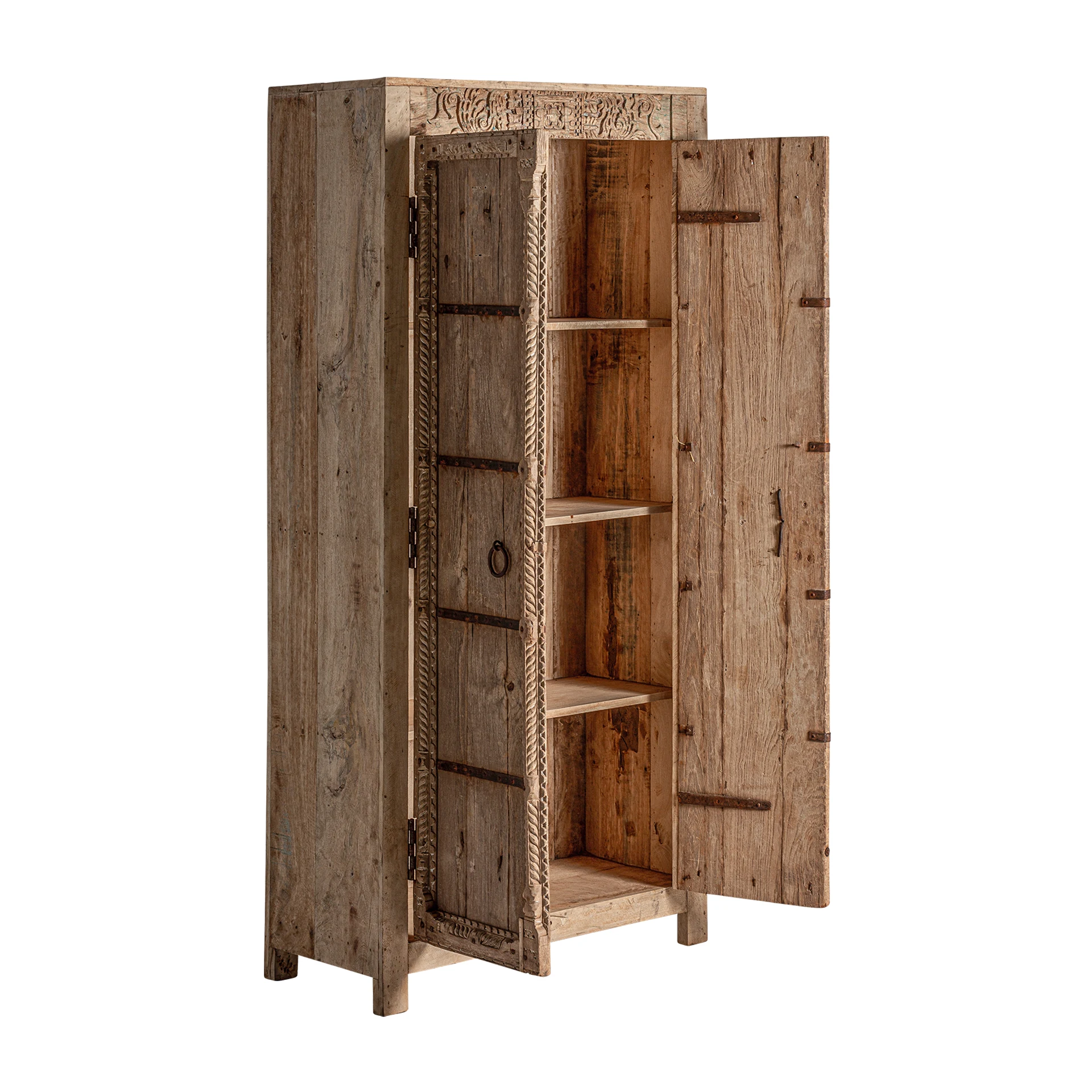 Dulap din Fier si Lemn de Tec, Maro, 92x42x185 cm, Stil Clasic - VicalHome 33982 [9]