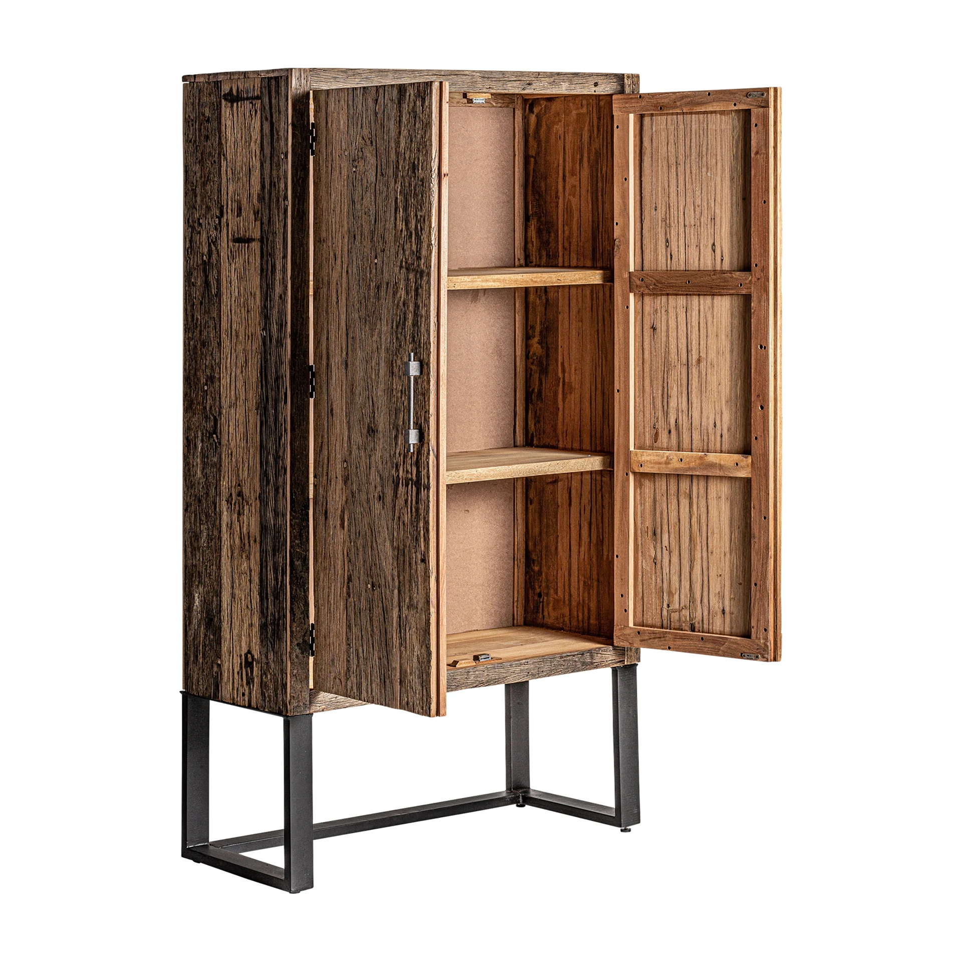 Dulap din Lemn Recuperat si Metal, Maro, 107x47x188 cm, Stil Colonial - VicalHome 33406 [12]
