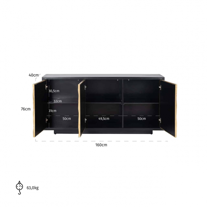 Dulap Esher cu 3 uși (negru), 7584 - Richmond Interiors [4]