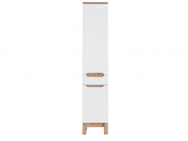 Dulap inalt baie 190x35 cm, Bali White, MDF alb lucios, stejar auriu COMAD [2]