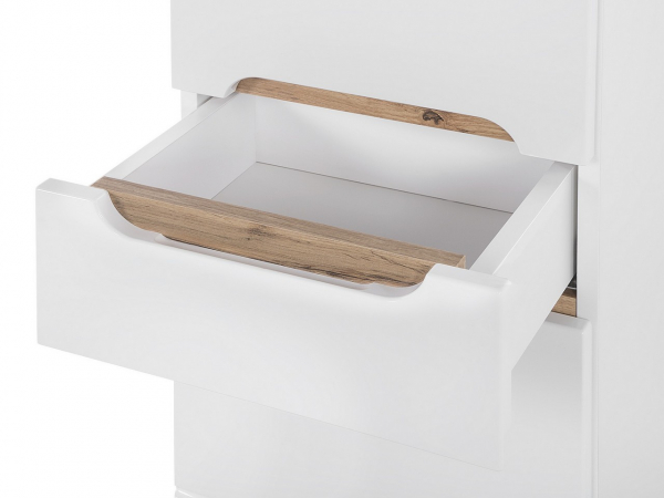 Dulap inalt baie 190x35 cm, Bali White, MDF alb lucios, stejar auriu COMAD [4]