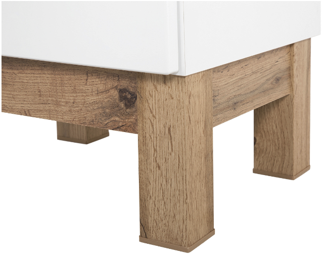 Dulap inalt baie 187x60, Bali White, MDF alb lucios, stejar auriu, COMAD [4]