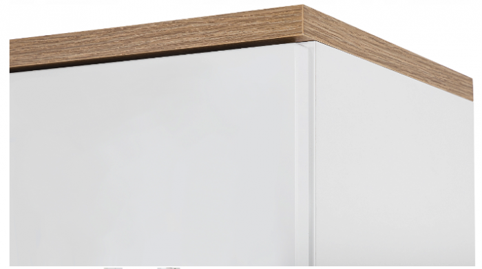 Dulap inalt baie 187x60, Bali White, MDF alb lucios, stejar auriu, COMAD [5]
