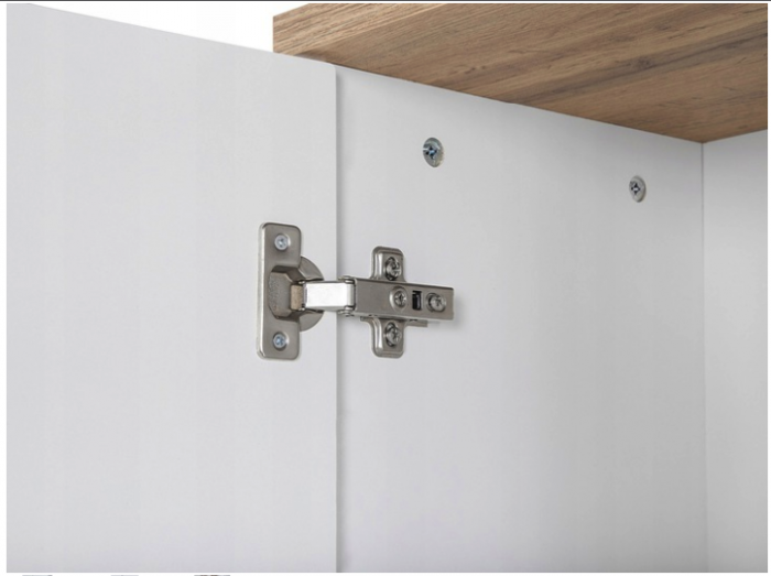 Dulap inalt baie Bali White II 187x60, MDF alb lucios, stejar auriu COMAD [4]