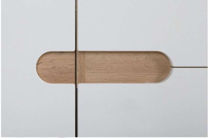 Dulap inalt baie Bali White II 187x60, MDF alb lucios, stejar auriu COMAD [7]