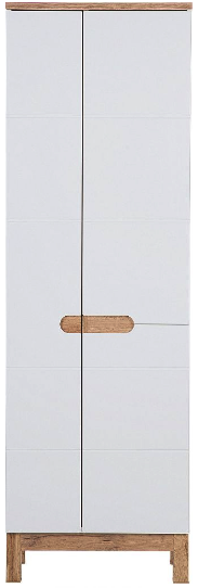 Dulap inalt baie Bali White II 187x60, MDF alb lucios, stejar auriu COMAD [2]
