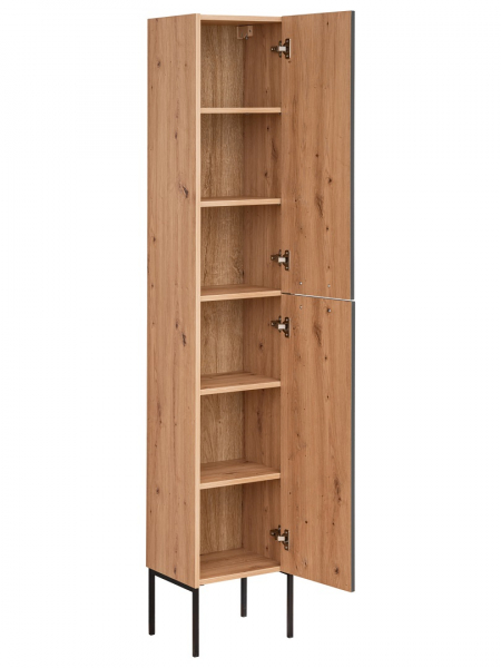 Dulap inalt baie 170x35 cm, MDF Madera Grey, gri grafit mat/stejar, picioare metal COMAD [3]