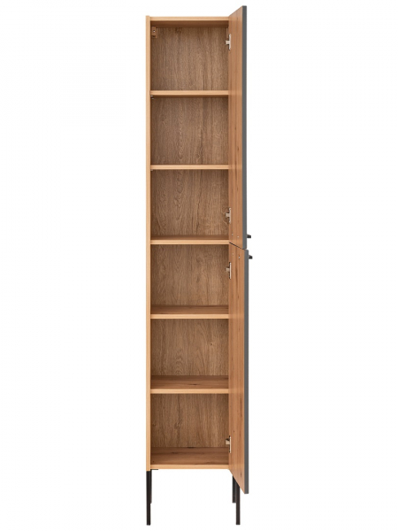 Dulap inalt baie 170x35 cm, MDF Madera Grey, gri grafit mat/stejar, picioare metal COMAD [4]