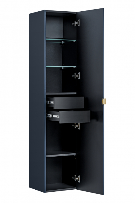 Dulap inalt baie, cu 1 usa si 2 sertare, finisaj Santa Fe Deep Blue Indigo albastru COMAD [3]