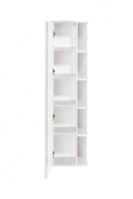 Dulap Inalt baie cu oglinda 1D TWIST, 138 x 35 x 30 cm, Alb 802, Comad [1]