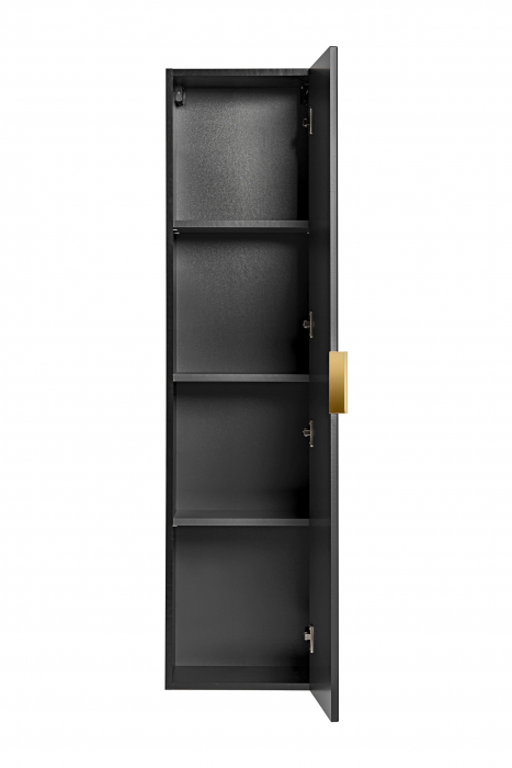 Dulap inalt de baie suspendat 140x35 cm, mdf riflat negru, Adel Black comad [2]
