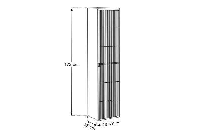 Dulap înalt pentru baie Sombra Green, înălțime 172 cm, Sticlă Riflată, Iluminare LED, 1 Ușă, Suspendat, Închidere Silențioasă - COMAD, cod SOMBRA GREEN 80-40-1DG [5]
