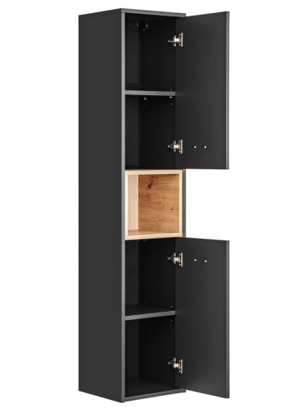 Dulap inalt suspendat baie 170x36 cm, gri grafit mat/stejar, Borneo Cosmos, COMAD [3]