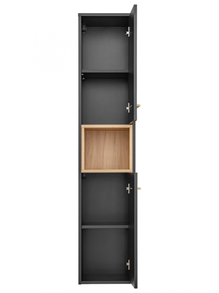 Dulap inalt suspendat baie 170x36 cm, gri grafit mat/stejar, Borneo Cosmos, COMAD [4]