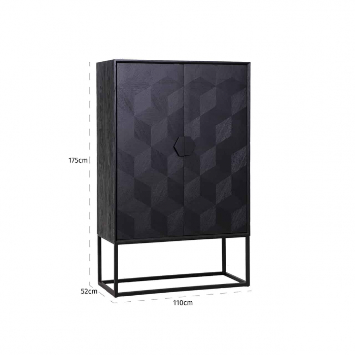 Dulap living premium stejar negru Dargo 110x175 cm, picioare negre metal, 7540 - Richmond Interiors [4]