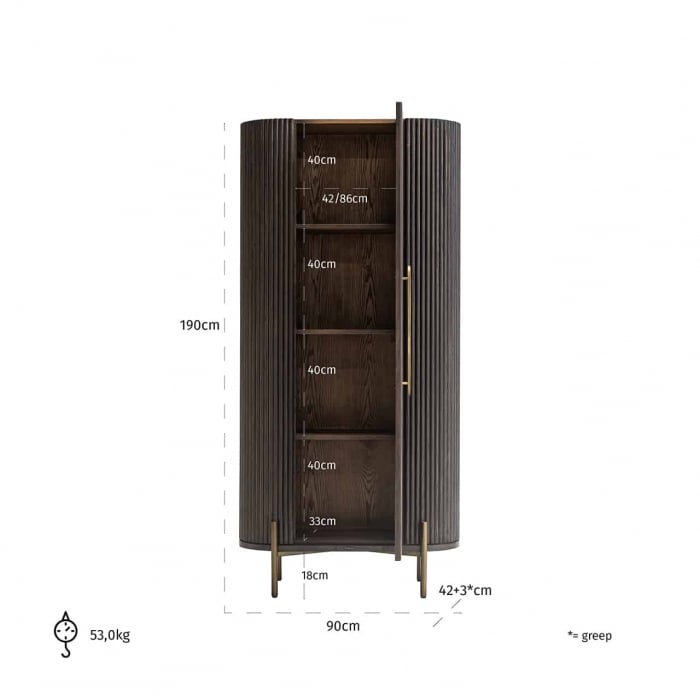 Dulap Luxor cu 1 ușă (maro), 7754 - Richmond Interiors [4]