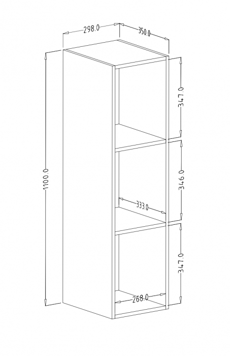 Dulapior living deschis suspendat Kaj White 30x110 cm [3]