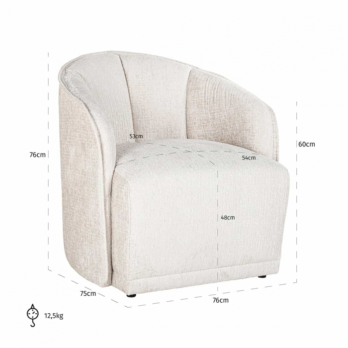Easy chair Maryse cream fusion (Fusion cream 02), S4593 CREAM FUSION - Richmond Interiors [5]
