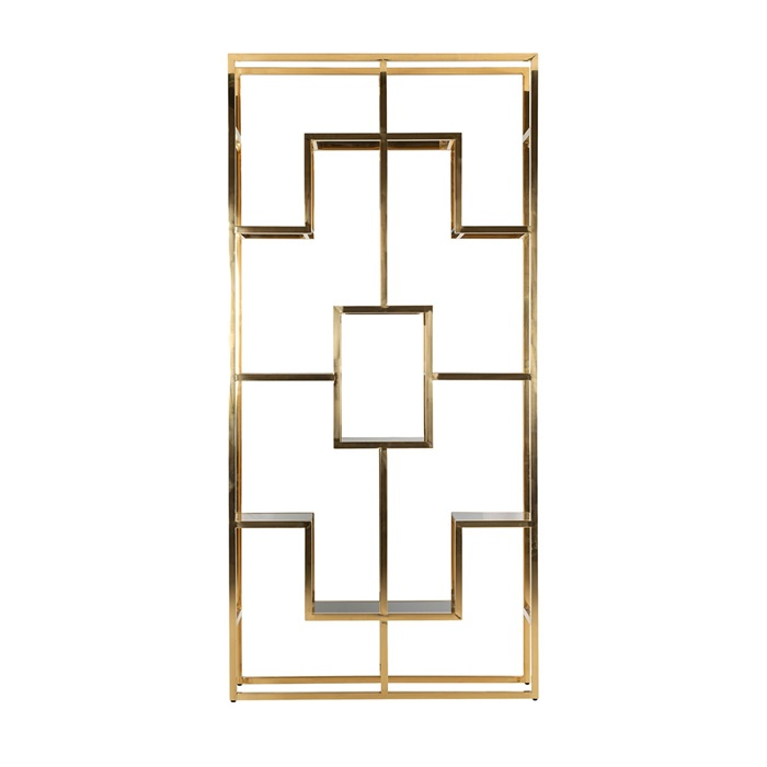 Etajera lux aurie Dede 108x225 cm din otel inoxidabil cu rafturi sticla, 7235 - Richmond Interiors [2]