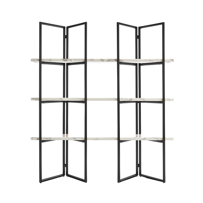 Etajera lux aurie/neagra Dede 165x185 cm din otel inoxidabil cu rafturi marmura alba, 7257 - Richmond Interiors [11]