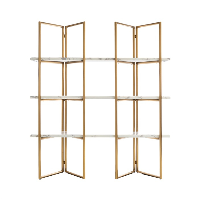 Etajera lux aurie/neagra Dede 165x185 cm din otel inoxidabil cu rafturi marmura alba, 7257 - Richmond Interiors [2]