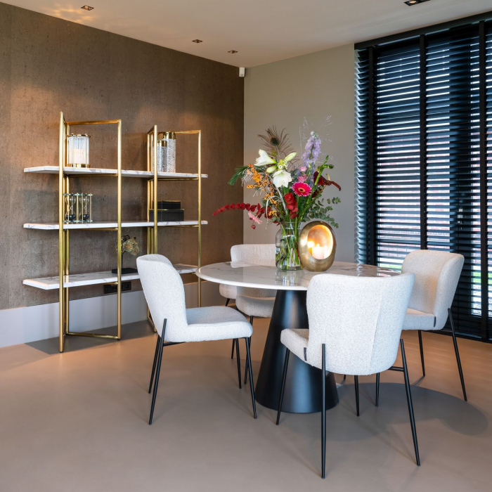 Etajera lux aurie/neagra Dede 165x185 cm din otel inoxidabil cu rafturi marmura alba, 7257 - Richmond Interiors [8]