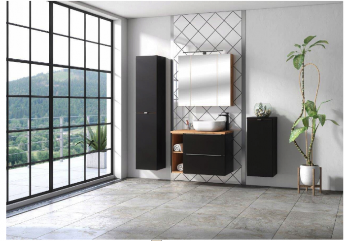 Extensie masca lavoar baie Capri Cosmos Negru mat cu stejar auriu / Stejar integral / Alb cu stejar, MDF, COMAD [5]