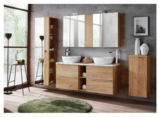 Extensie masca lavoar baie Capri Cosmos Negru mat cu stejar auriu / Stejar integral / Alb cu stejar, MDF, COMAD [8]