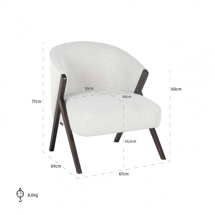 Fauteuil Mia (Copenhaga 900 Boucl√© Alb), S4591 WHITE BOUCLé - Richmond Interiors [5]
