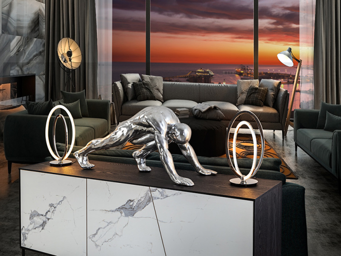 Figurina decorativa argintie Asana 92 cm, forma atlet, design extravagant, 767057 - Schuller [4]