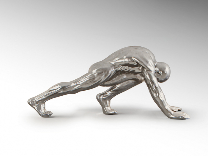 Figurina decorativa argintie Asana 92 cm, forma atlet, design extravagant, 767057 - Schuller [3]